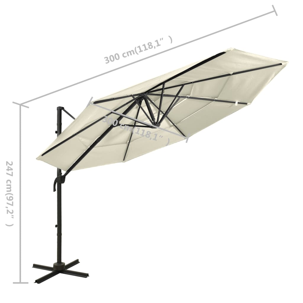 vidaXL Parasol de jardin à 4 niveaux avec mât en aluminium sable