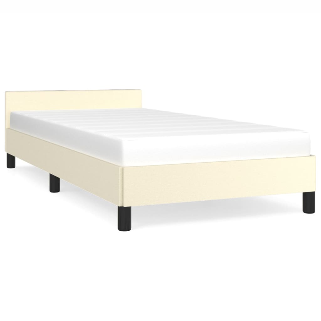 vidaXL Cadre de lit avec tête de lit Crème 90x190 cm Similicuir
