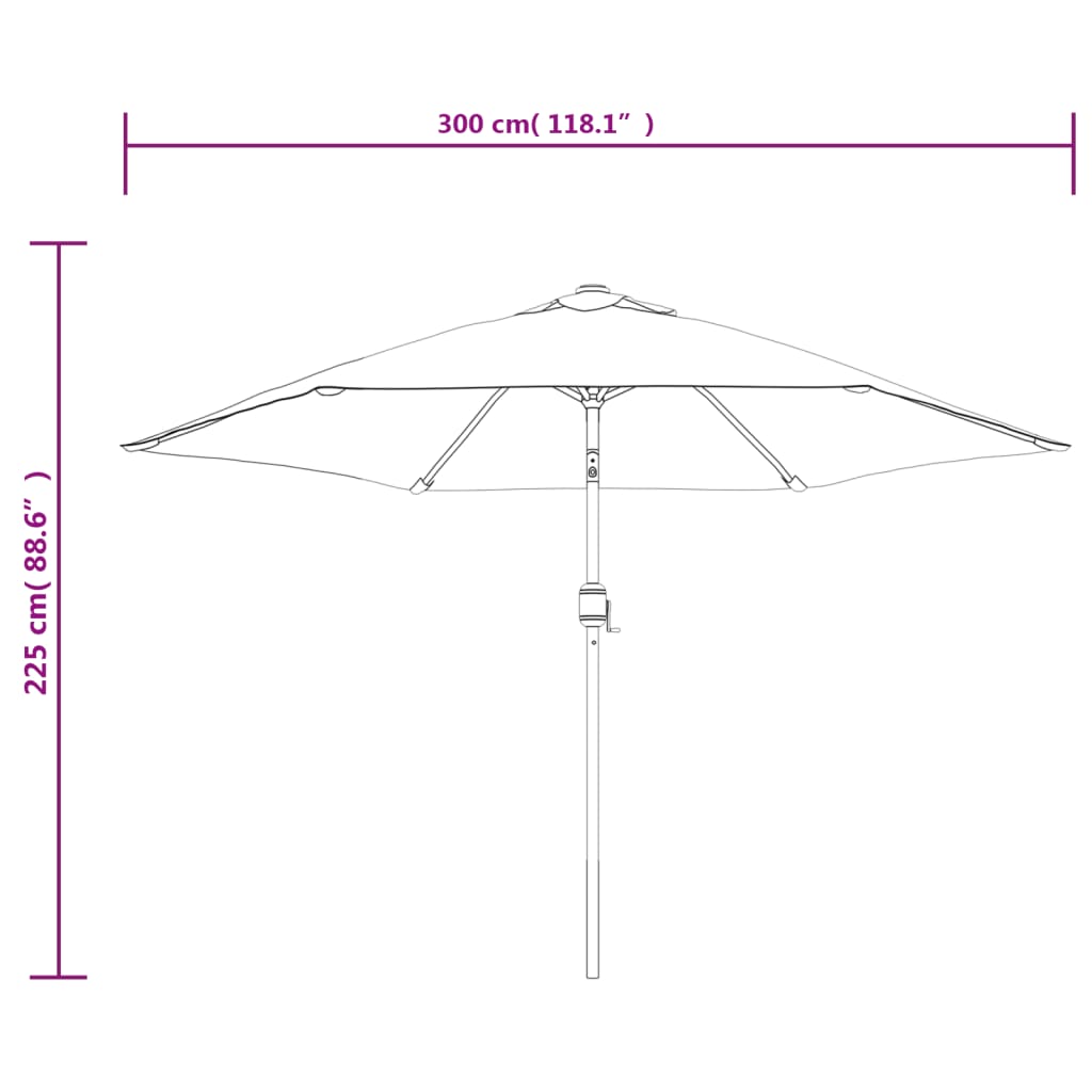 vidaXL Parasol d'extérieur avec LED et mât en acier 300 cm Azuré