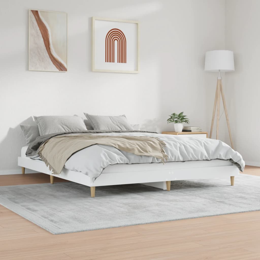 vidaXL Cadre de lit blanc 180x200 cm bois d'ingénierie