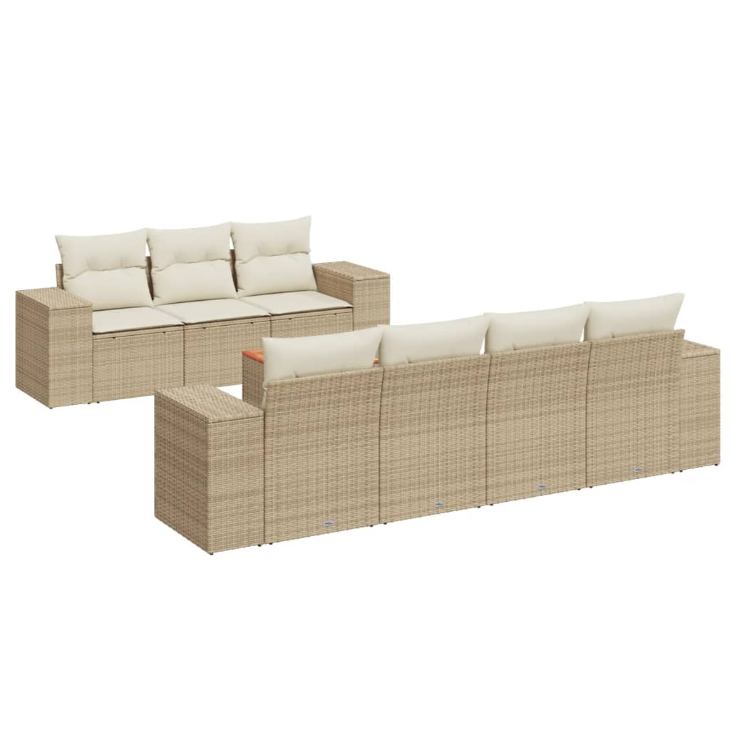 vidaXL Salon de jardin avec coussins 8 pcs beige résine tressée