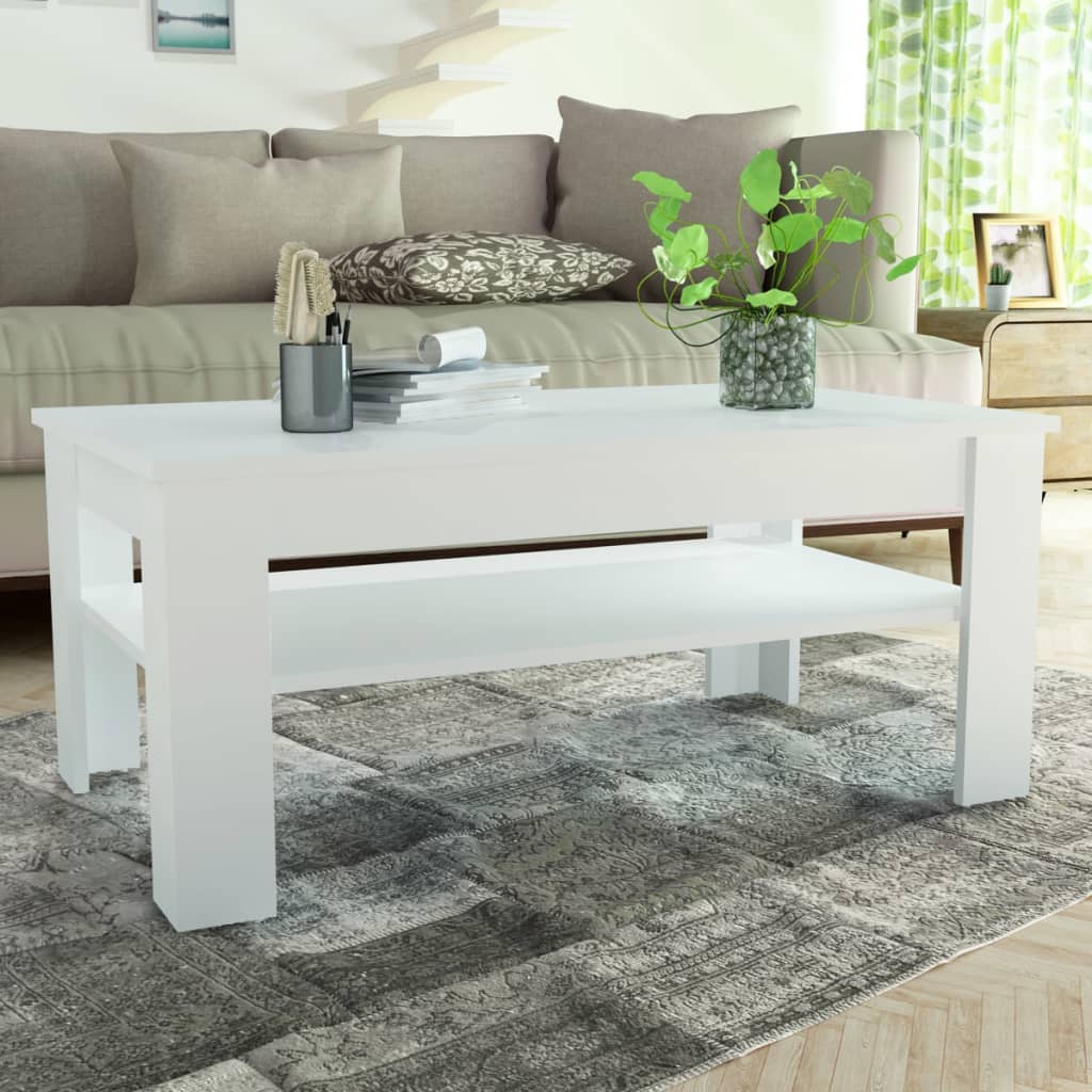 vidaXL Table basse bois d'ingénierie 110x65x48 cm Blanc