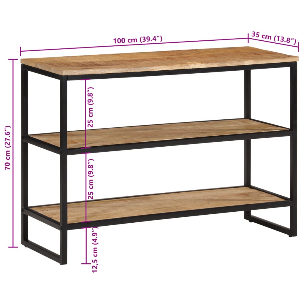 vidaXL Table console 100x35x70 cm bois de manguier massif brut