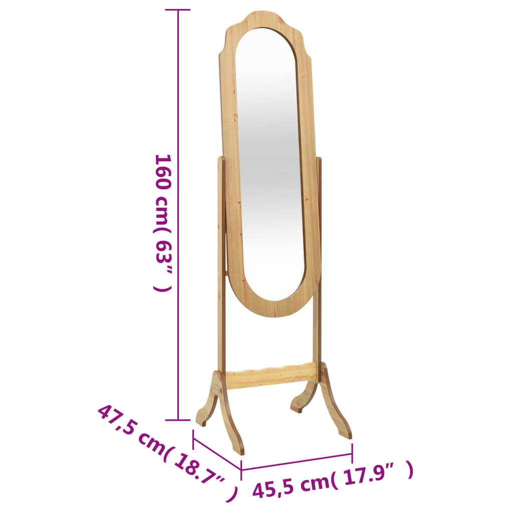 vidaXL Miroir sur pied 45,5x47,5x160 cm bois d'ingénierie
