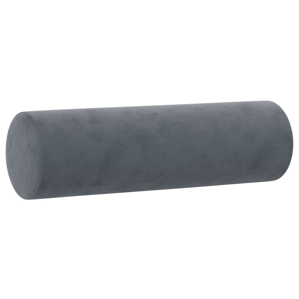 vidaXL Coussins décoratifs lot de 2 Gris foncé Ø15x50 cm Velours