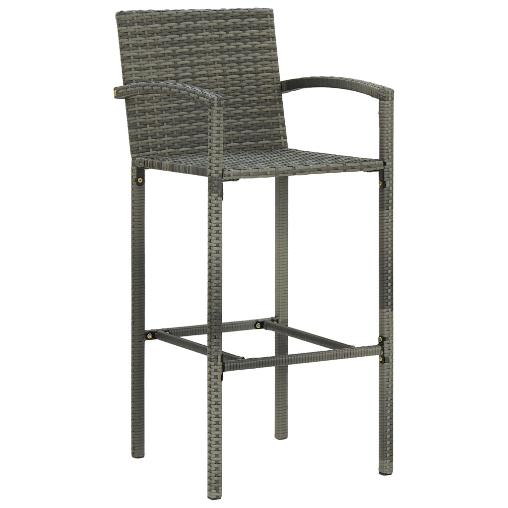 vidaXL Ensemble de bar de jardin 3 pcs Résine tressée Gris