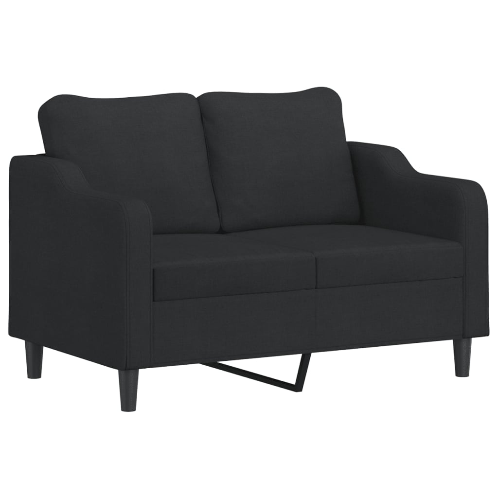 vidaXL Canapé 2 places avec oreillers décoratifs noir 120 cm tissu