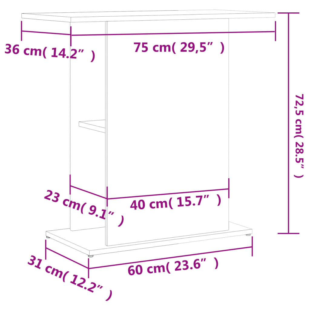 vidaXL Support pour aquarium gris béton 75x36x72,5cm bois d'ingénierie