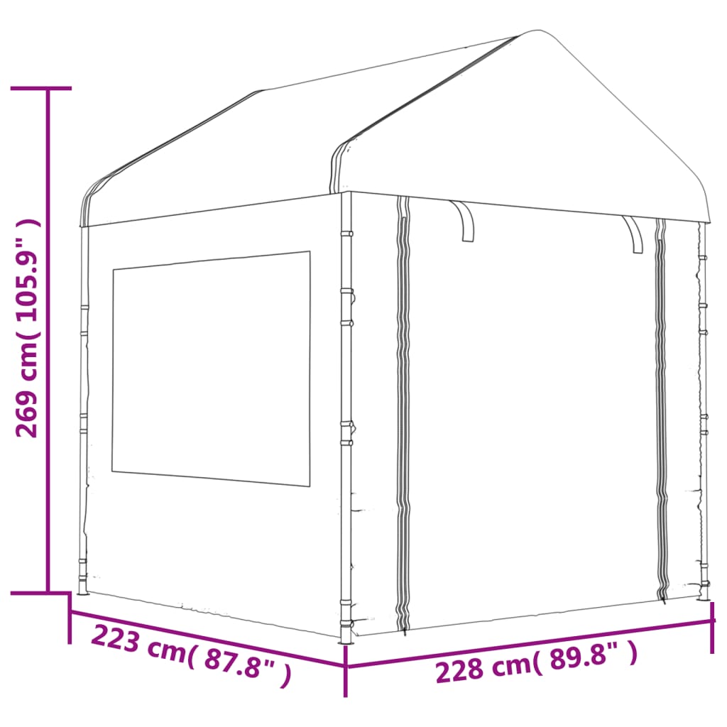 vidaXL Belvédère avec toit blanc 17,84x2,28x2,69 m polyéthylène