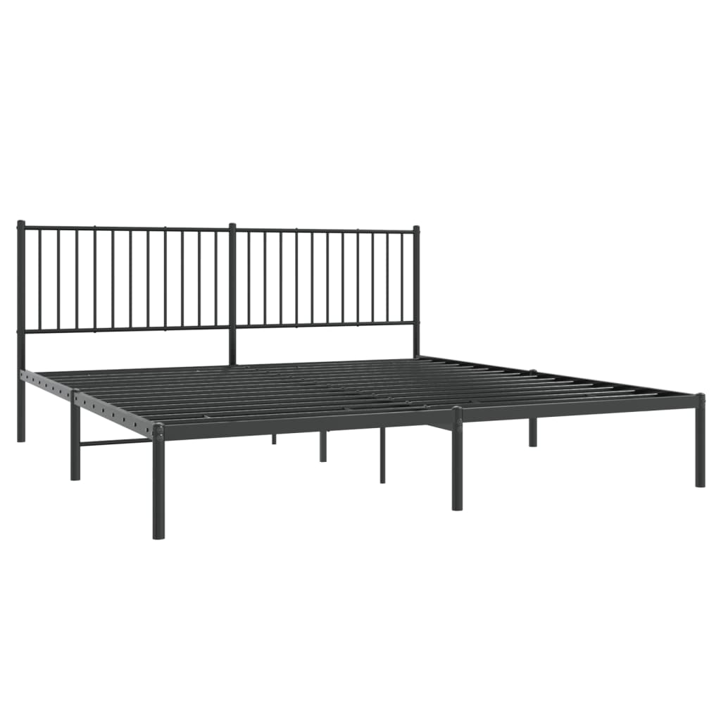 vidaXL Cadre de lit métal sans matelas et tête de lit noir 180x200 cm