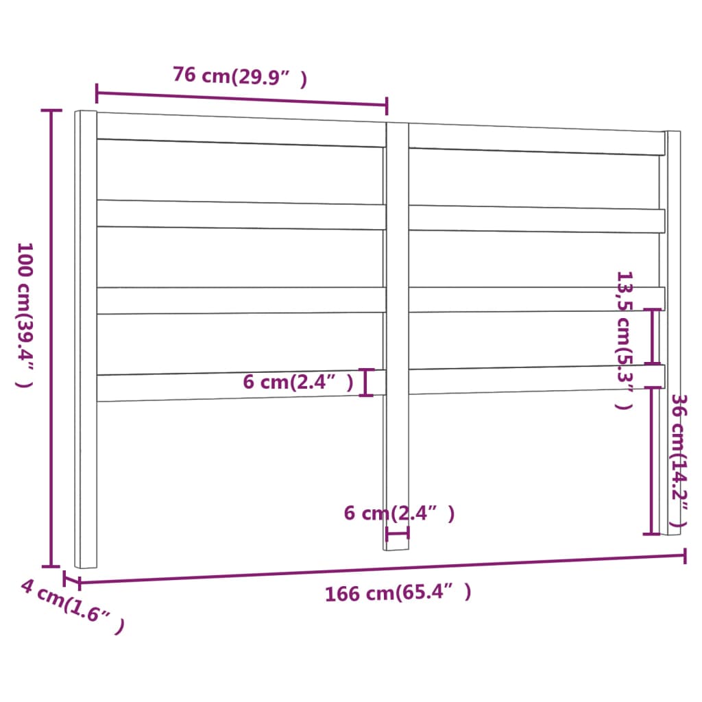 vidaXL Tête de lit Marron miel 166x4x100 cm Bois massif de pin