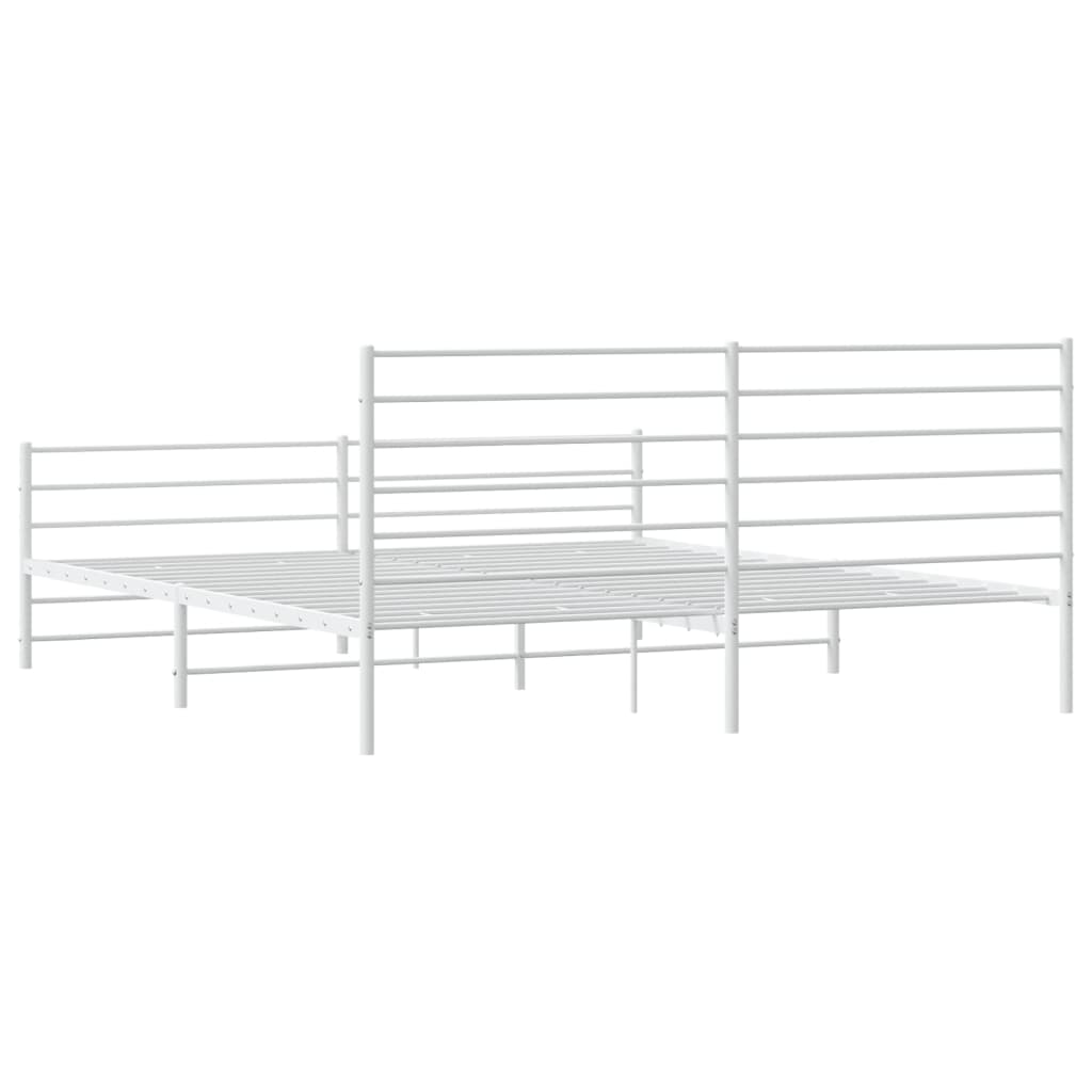 vidaXL Cadre de lit métal sans matelas et pied de lit blanc 183x213 cm