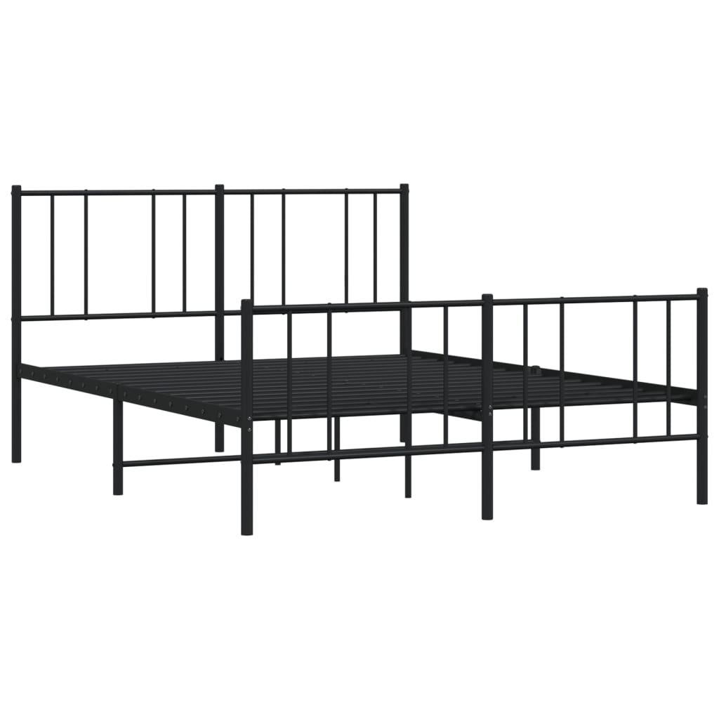 vidaXL Cadre de lit métal sans matelas avec pied de lit noir 135x190cm