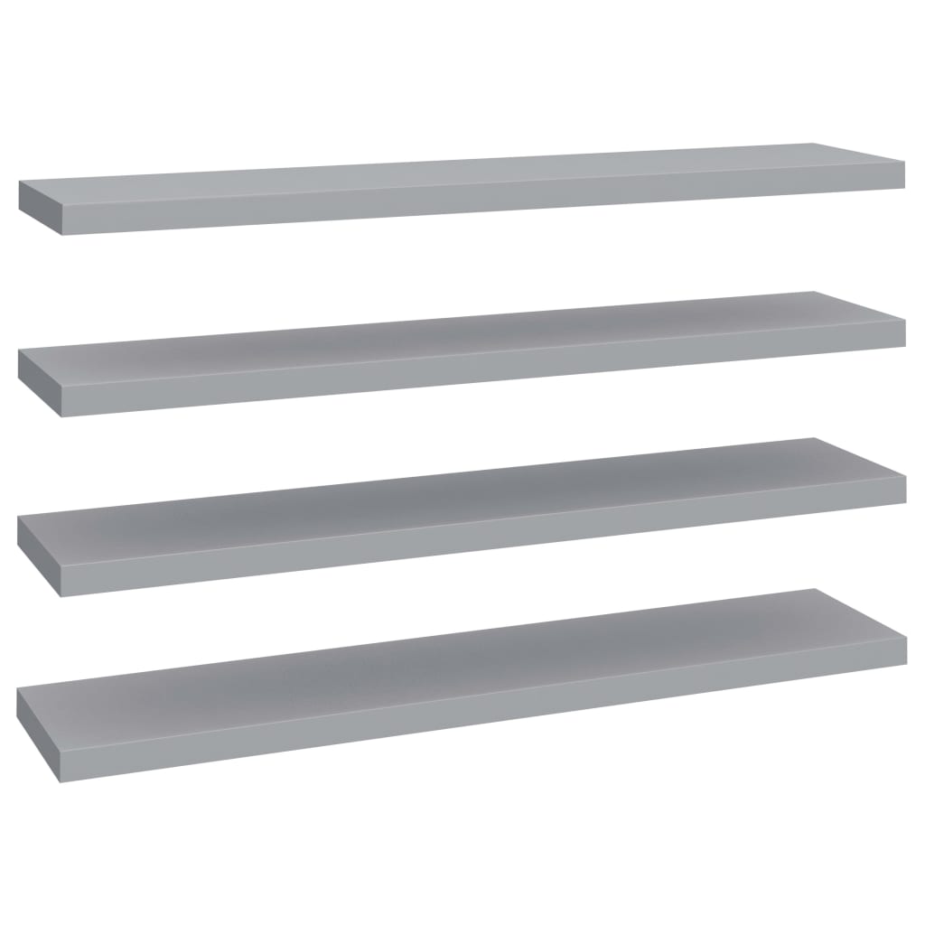 vidaXL Étagères murales flottantes 4 pcs gris 120x23,5x3,8 cm MDF