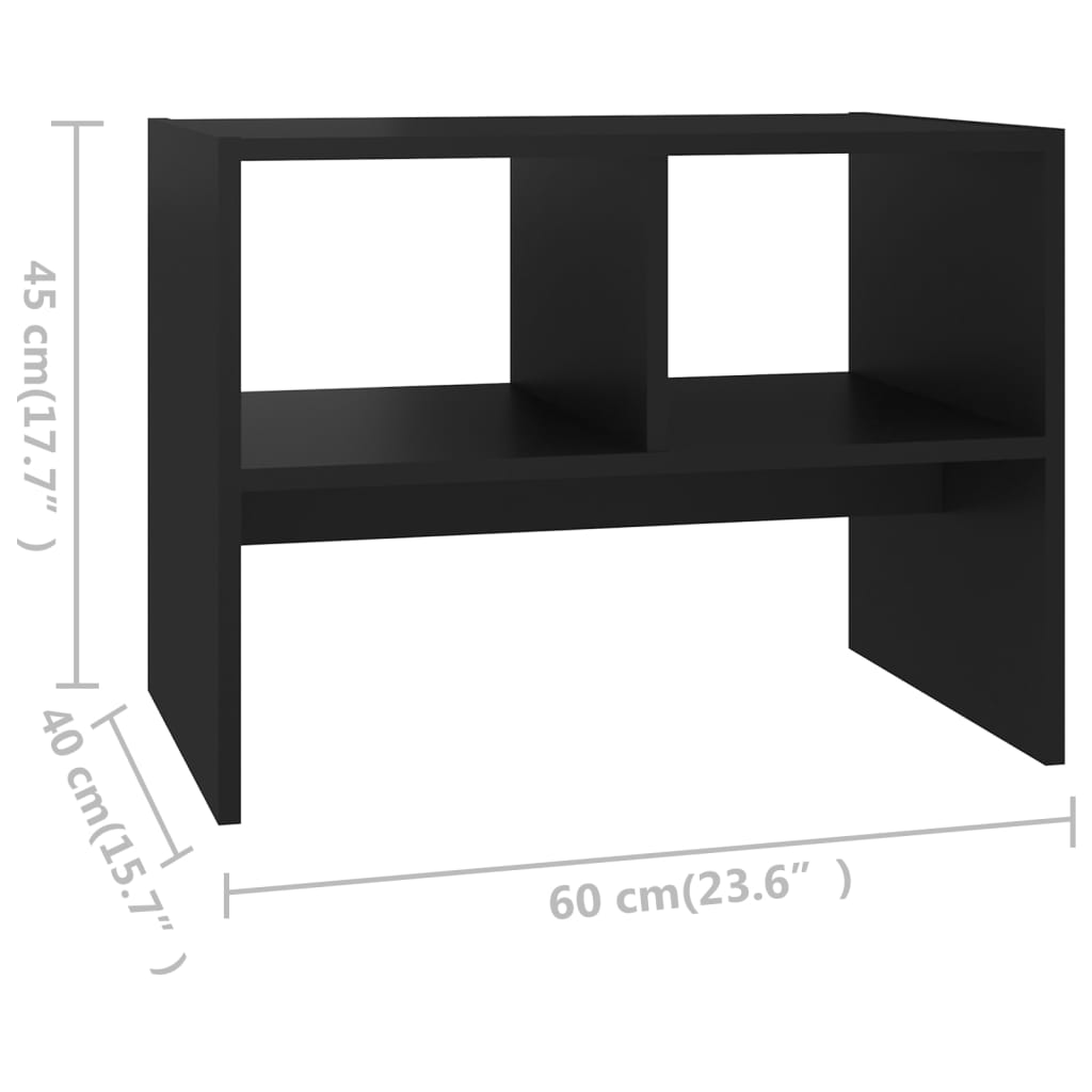 vidaXL Table d'appoint Noir 60x40x45 cm Aggloméré