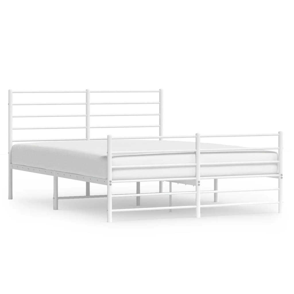 vidaXL Cadre de lit métal sans matelas et pied de lit blanc 150x200 cm