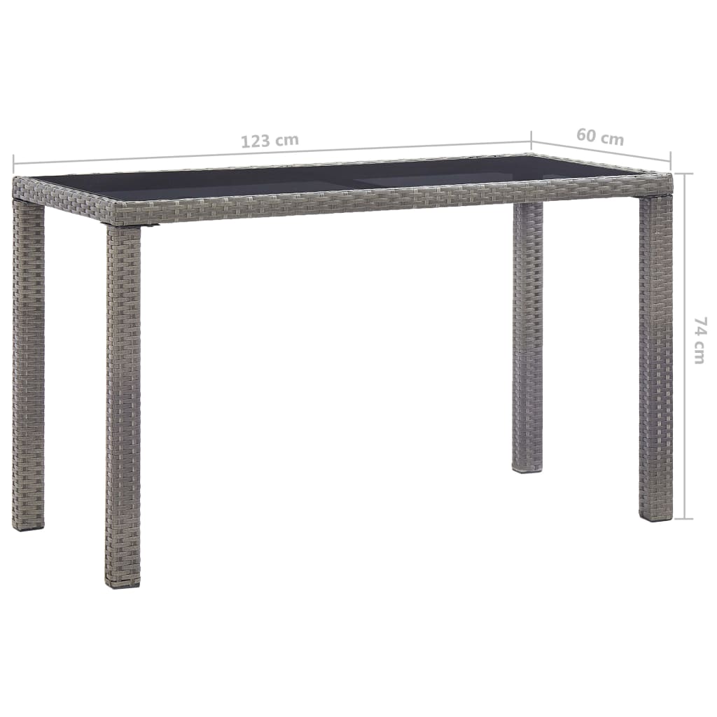 vidaXL Table de jardin Anthracite 123x60x74 cm Résine tressée