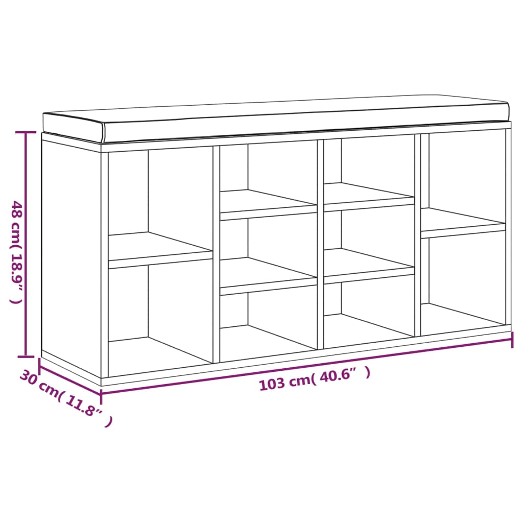 vidaXL Banc à chaussures Chêne marron 103x30x48 cm Bois d'ingénierie