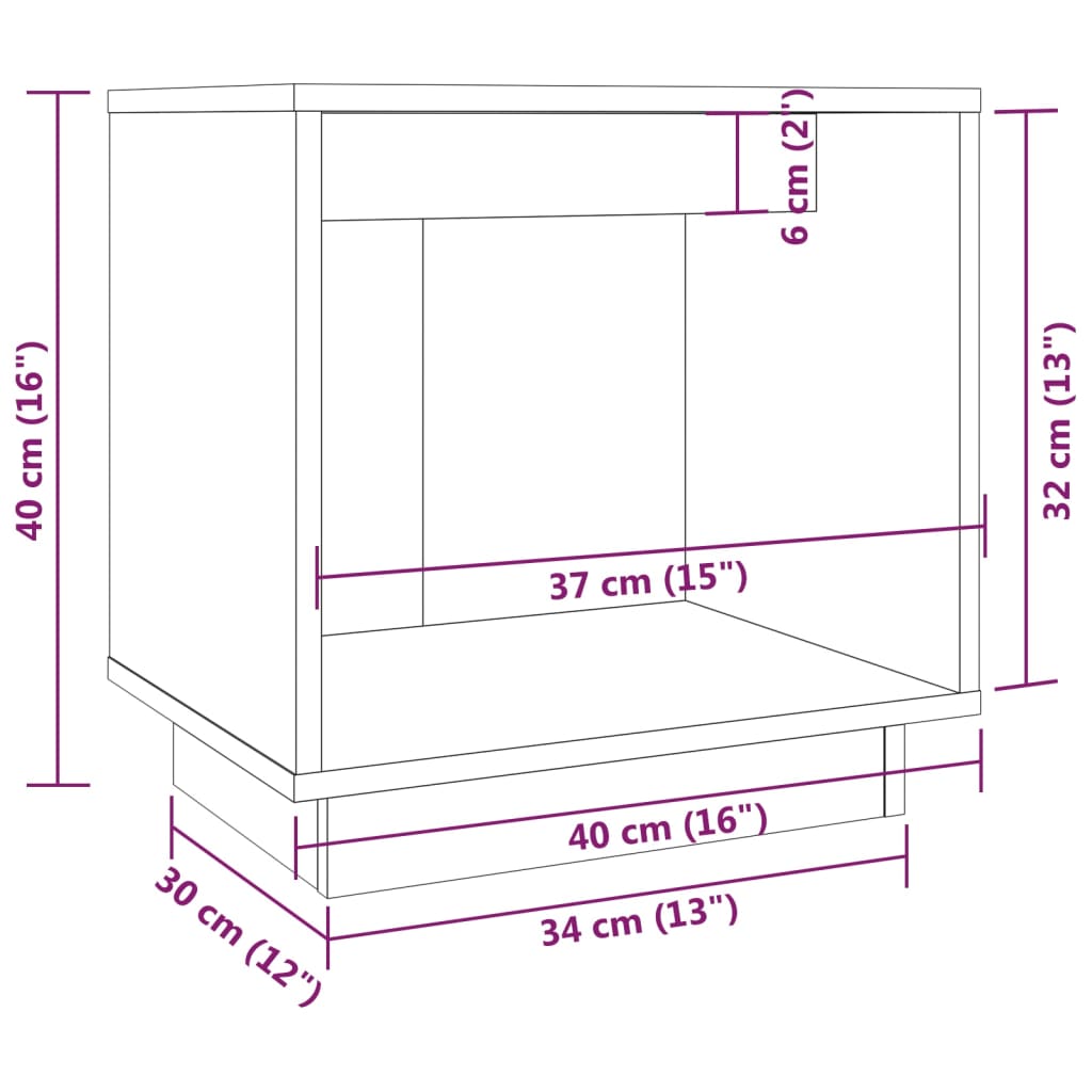 vidaXL Table de chevet Gris 40x30x40 cm Bois de pin solide