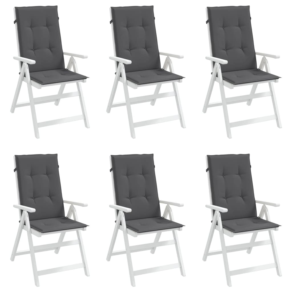 vidaXL Coussins de chaise de jardin à dossier haut lot de 6 anthracite