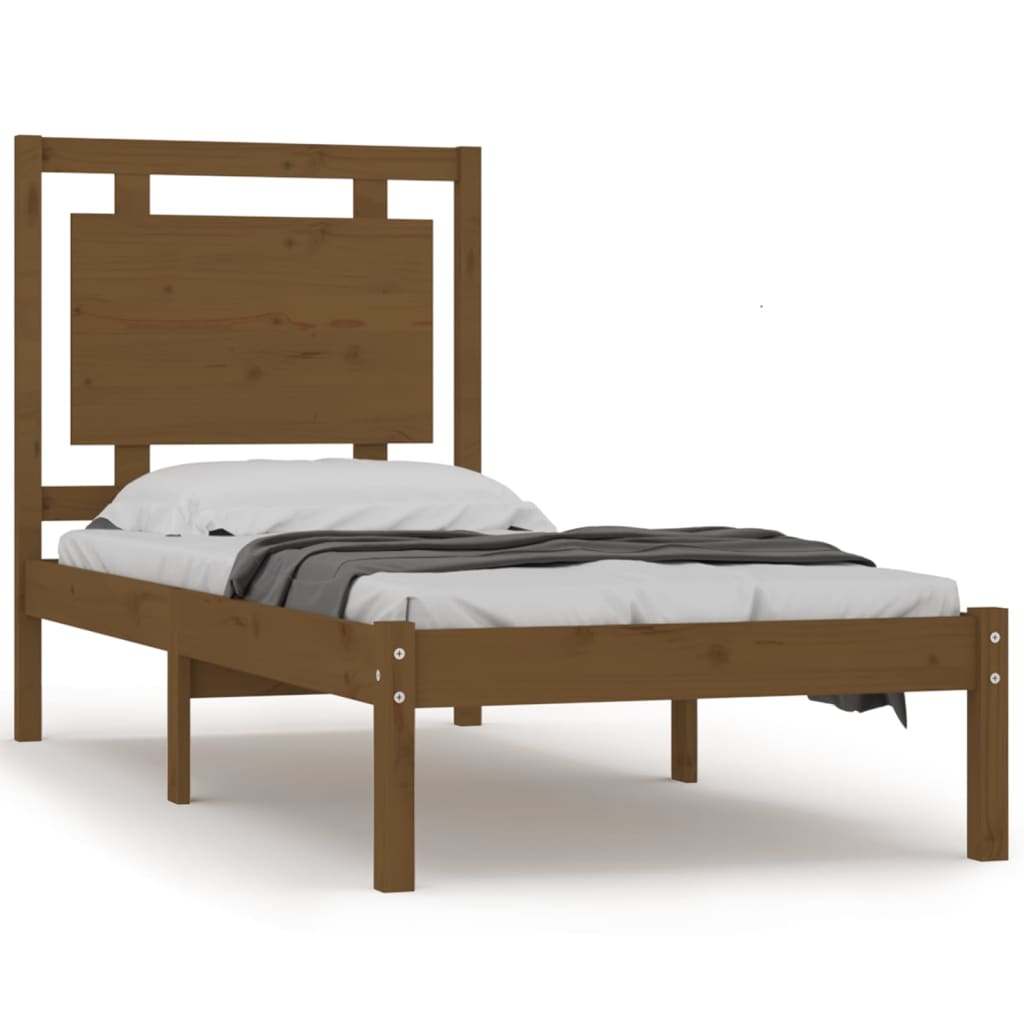 vidaXL Cadre de lit Marron miel Bois massif 100x200 cm