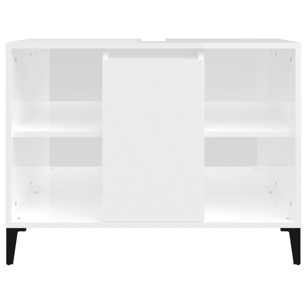 vidaXL Meuble d'évier blanc brillant 80x33x60 cm bois d'ingénierie