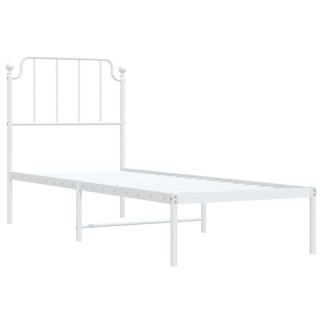 vidaXL Cadre de lit métal sans matelas avec tête de lit blanc 80x200cm