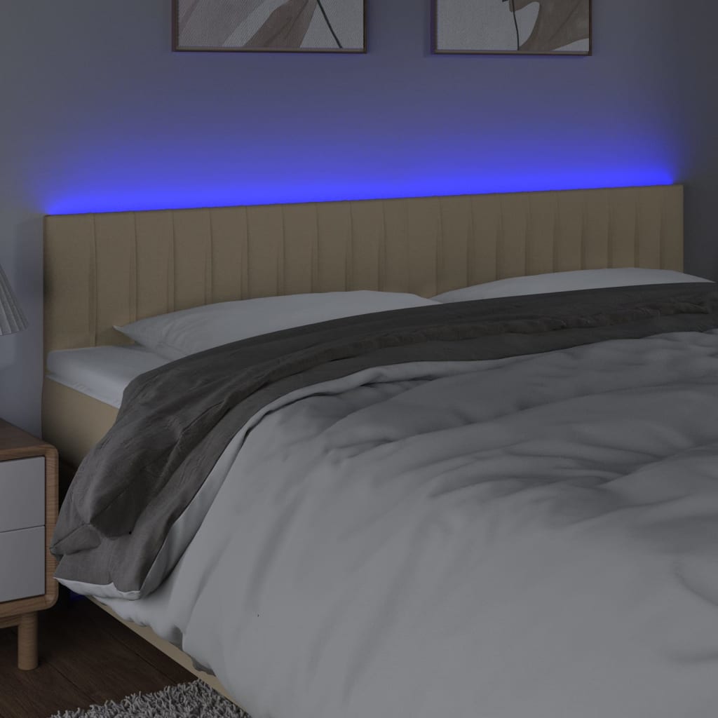 vidaXL Tête de lit à LED Crème 160x5x78/88 cm Tissu