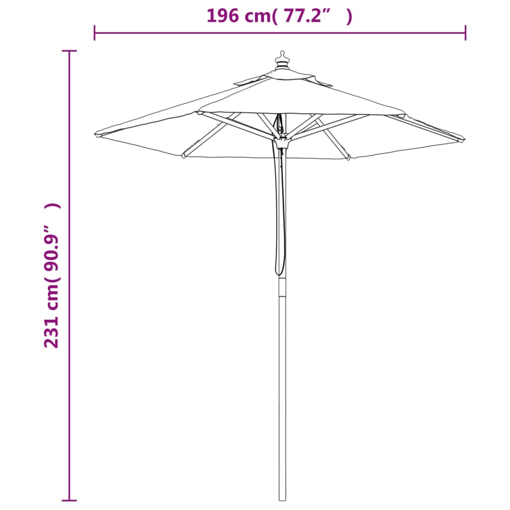 vidaXL Parasol de jardin avec mât en bois sable 196x231 cm
