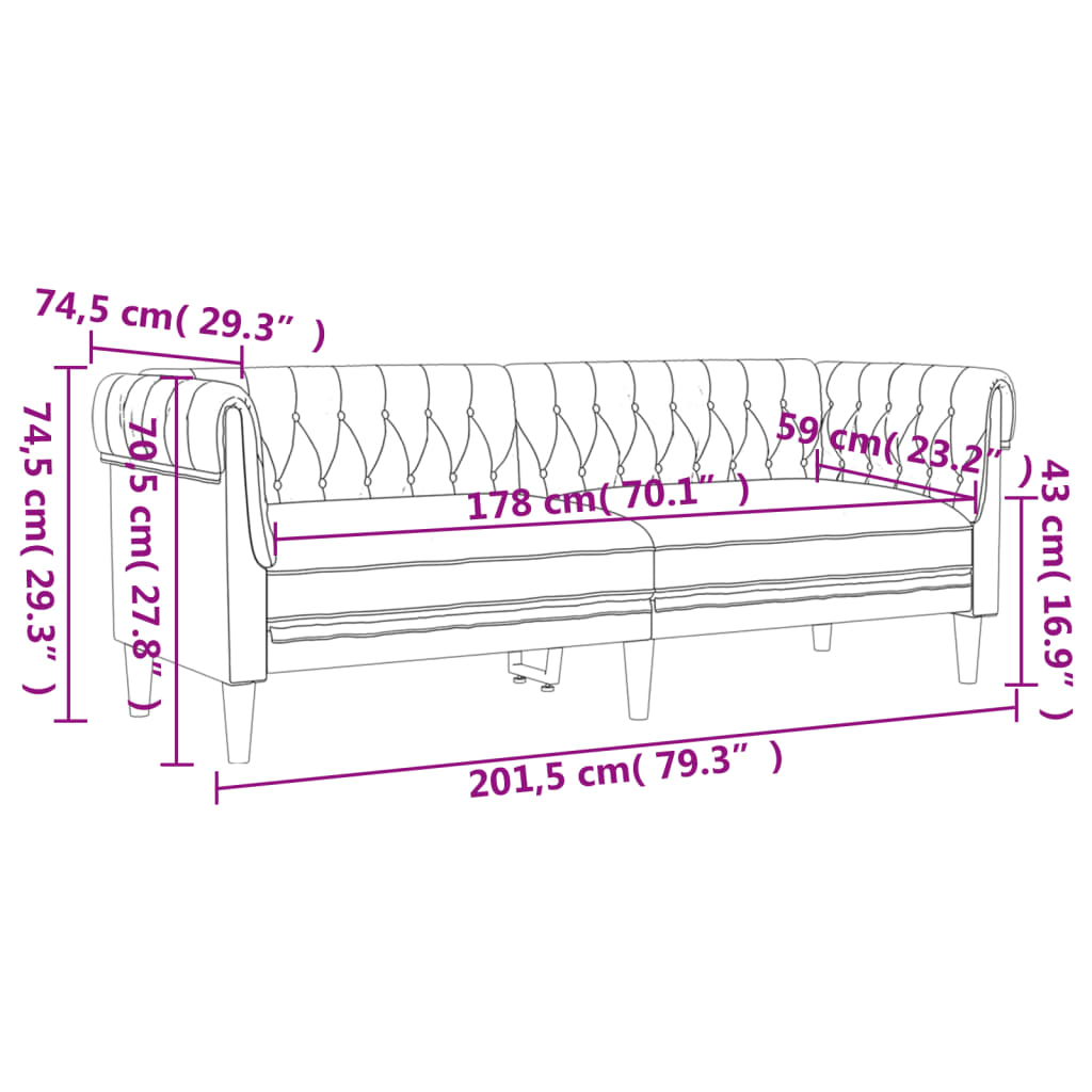 vidaXL Ensemble de canapés 3 pcs crème tissu