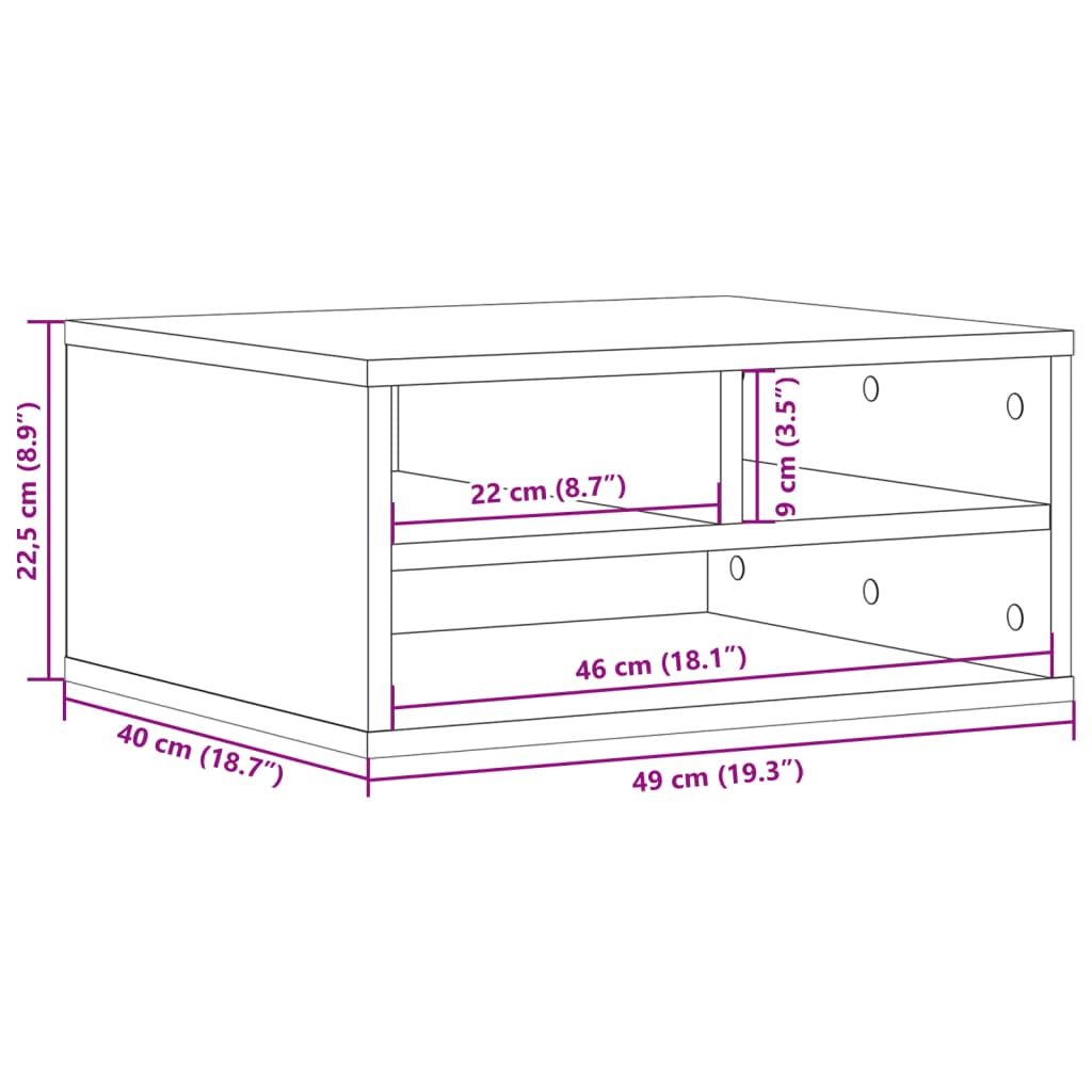 vidaXL Support d'imprimante blanc 49x40x22,5 cm bois d'ingénierie