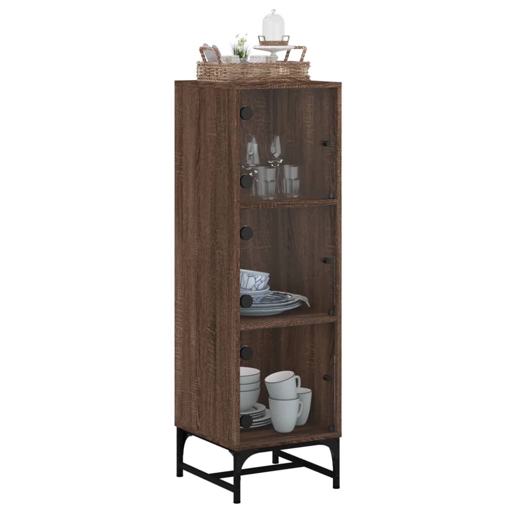 vidaXL Buffet avec portes en verre chêne marron 35x37x120 cm