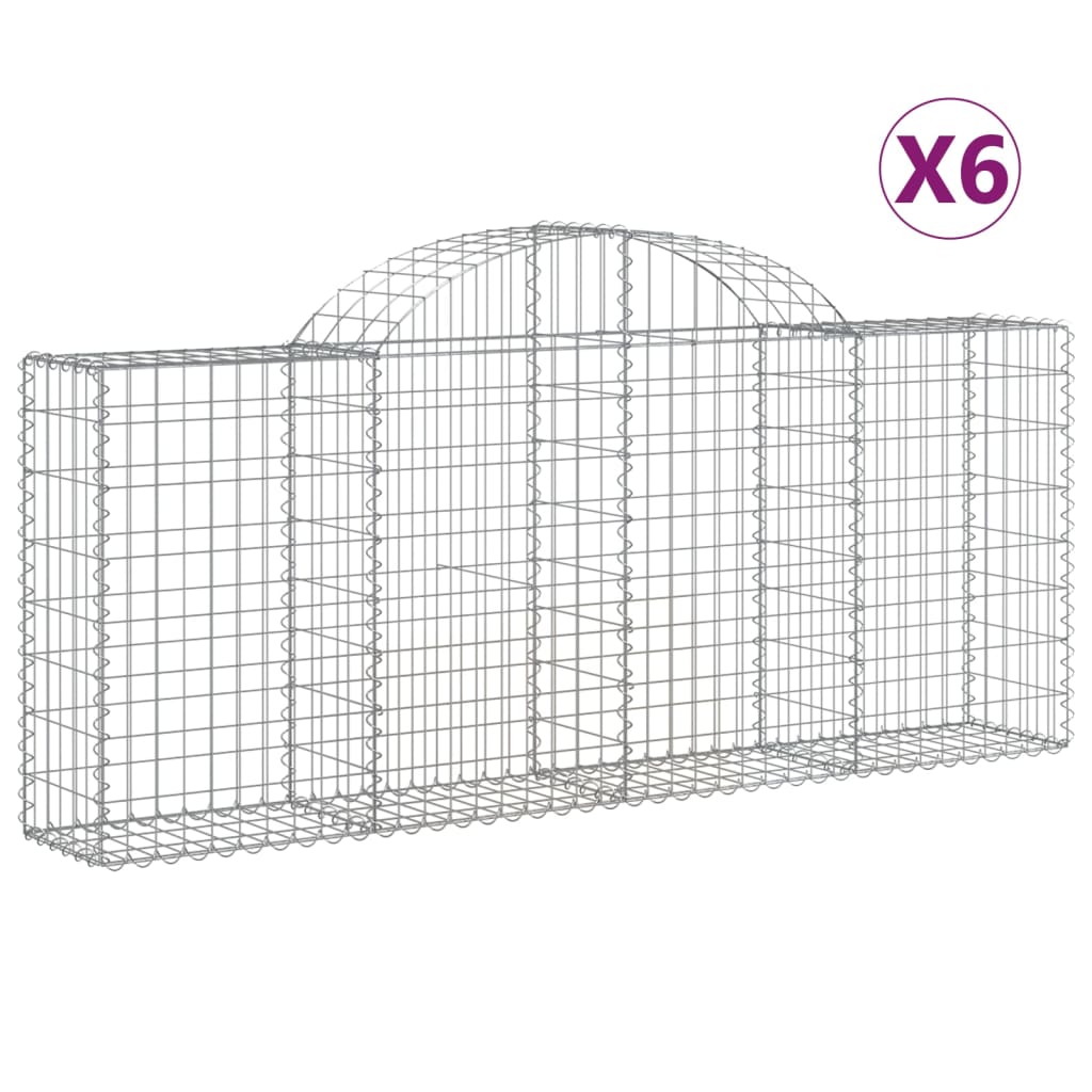 vidaXL Paniers à gabions arqués 6 pcs 200x30x80/100 cm Fer galvanisé