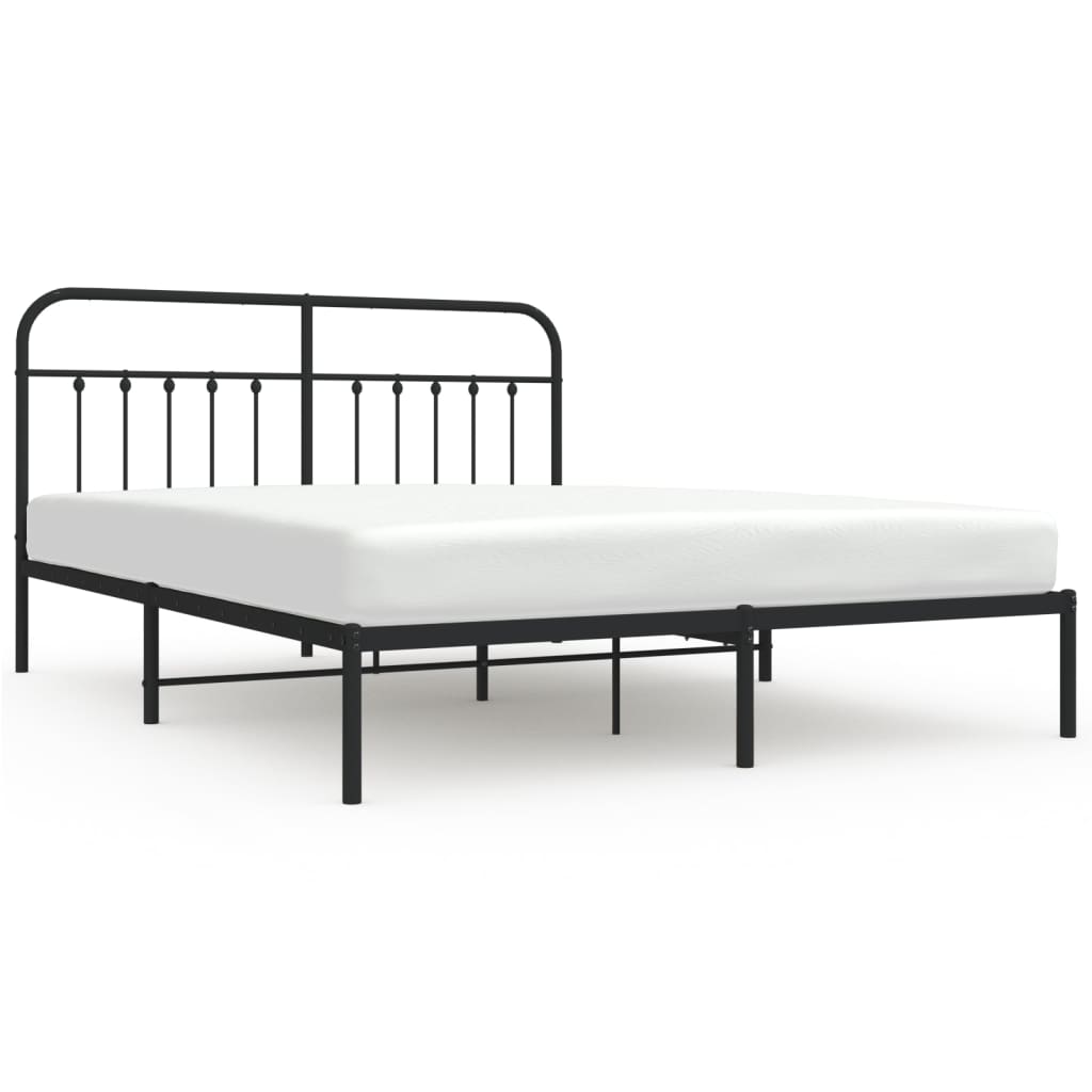 vidaXL Cadre de lit métal sans matelas avec tête de lit noir 183x213cm