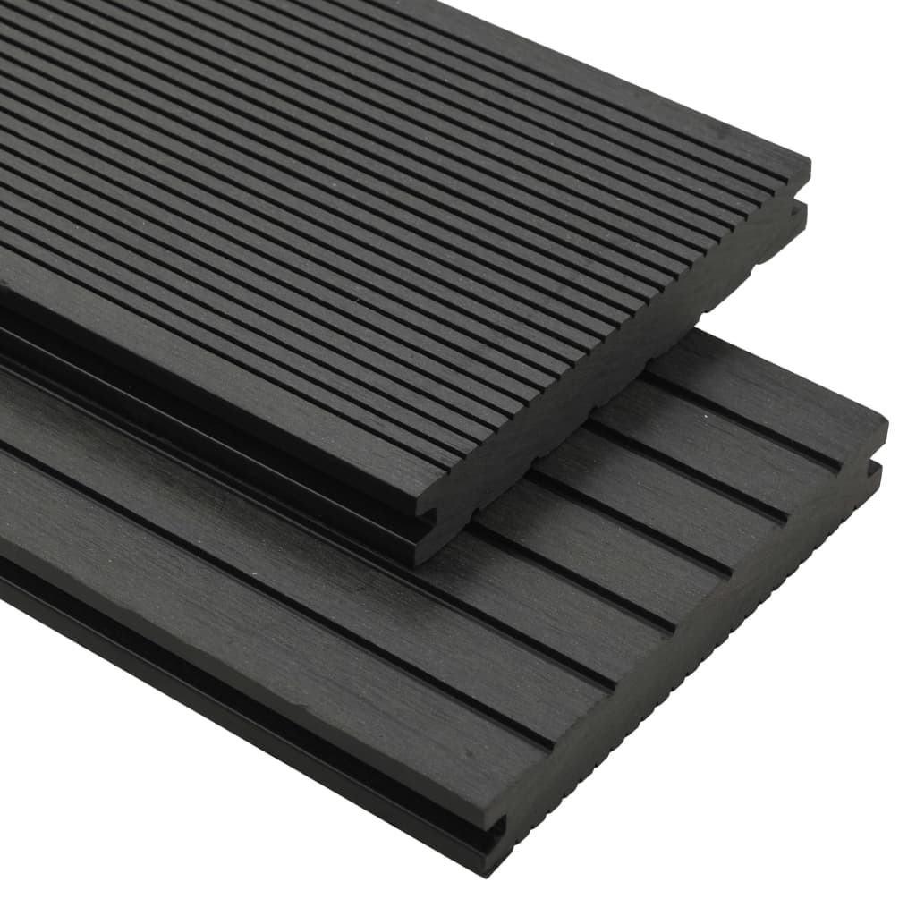 vidaXL Panneaux de terrasse solides et accessoires WPC 16m² 2,2 m Noir