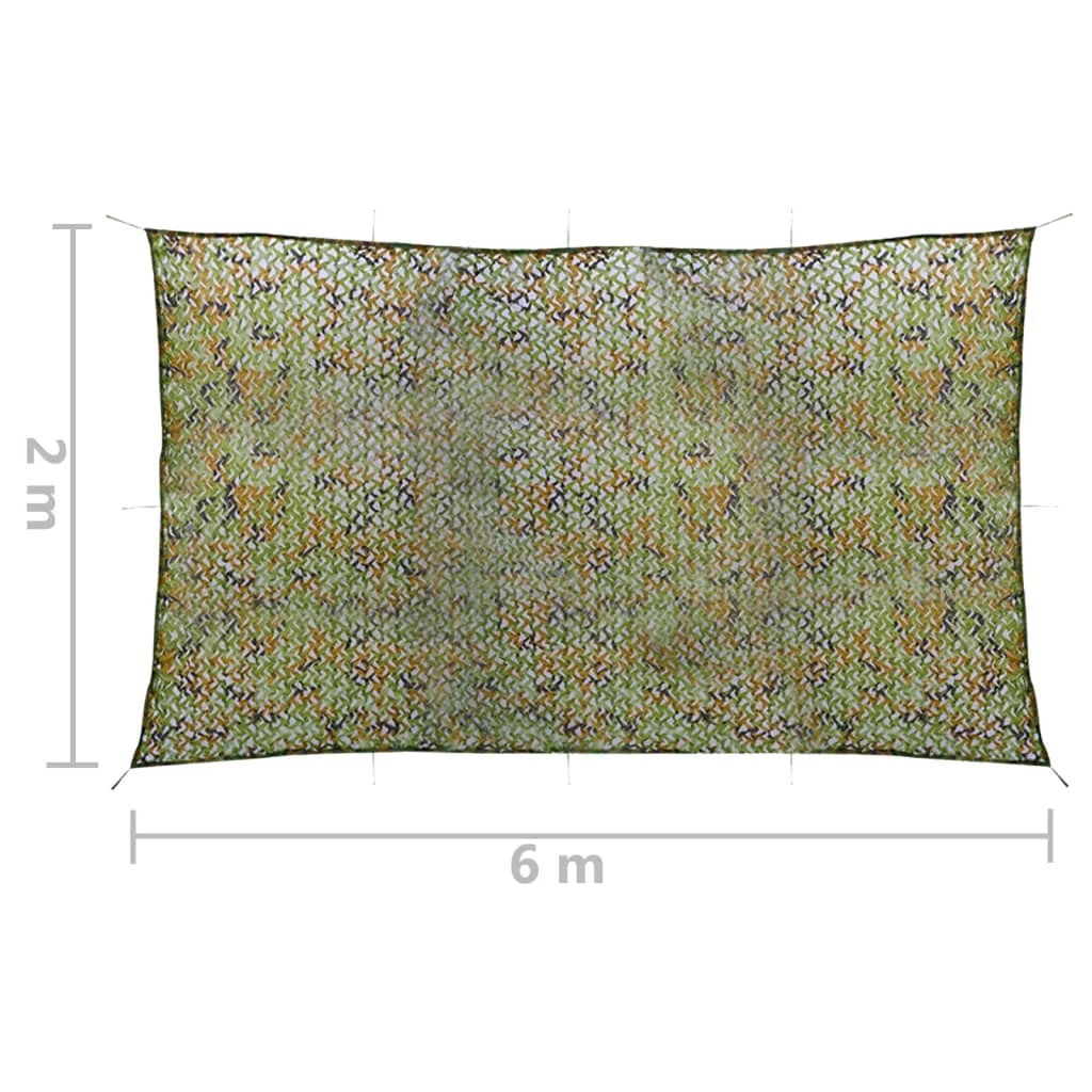 vidaXL Filet de camouflage avec sac de rangement 2x6 m Vert