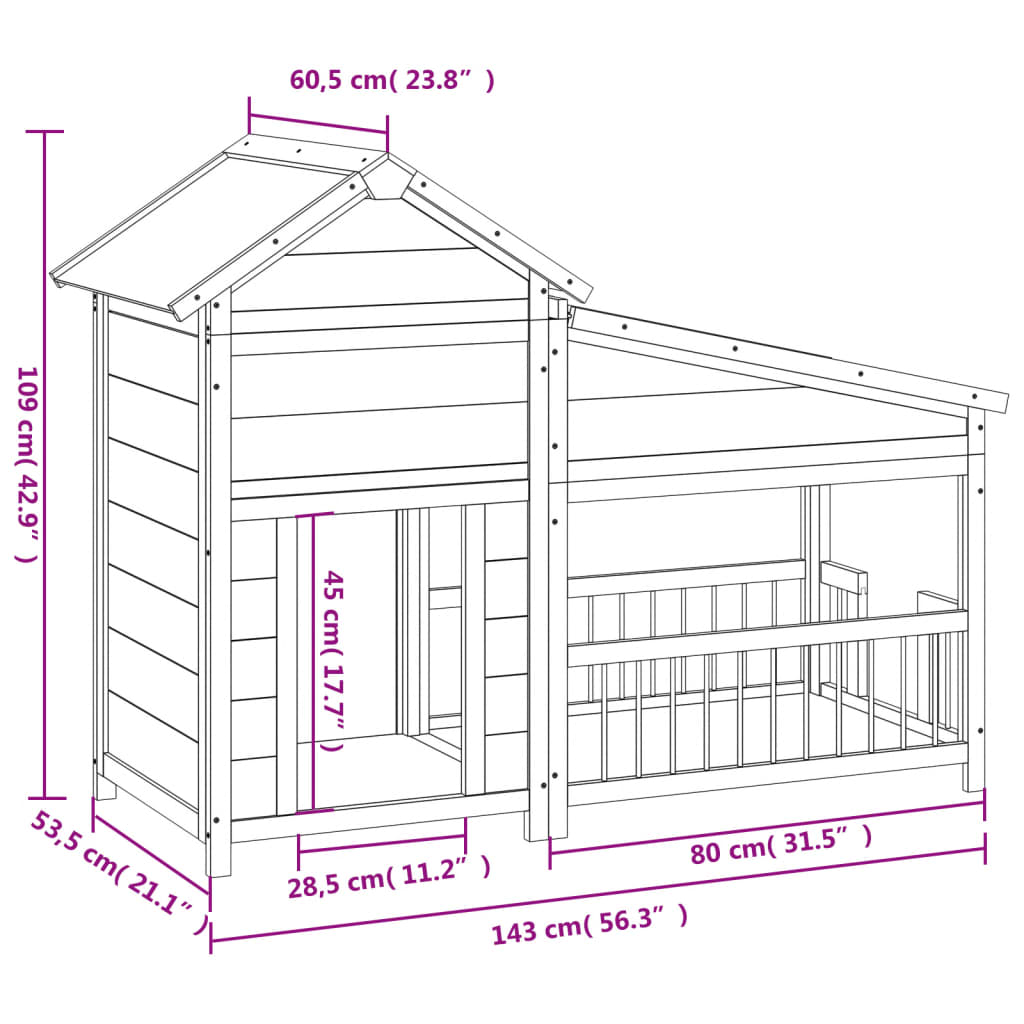 vidaXL Chenil moka 143x60,5x109 cm bois de pin solide