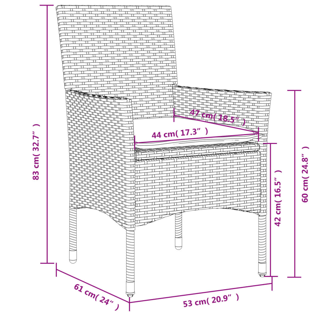 vidaXL Ensemble à manger de jardin et coussins 9 pcs gris rotin verre