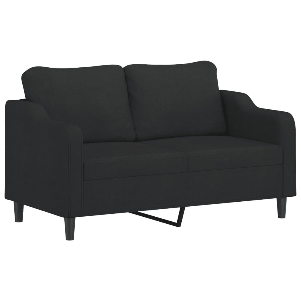 vidaXL Canapé 2 places avec oreillers décoratifs noir 140 cm tissu