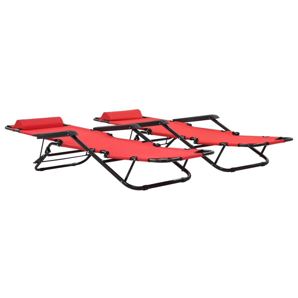 vidaXL Chaises longues pliables 2 pcs avec repose-pied Acier Rouge