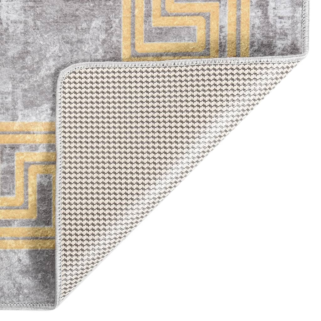 vidaXL Tapis lavable gris et doré 120x170 cm antidérapant