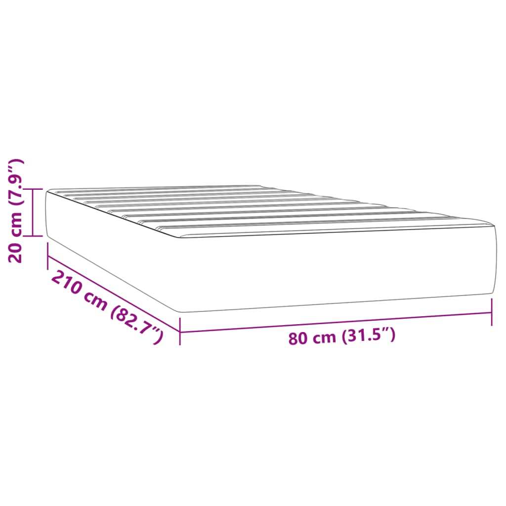 vidaXL Matelas de lit à ressorts ensachés noir 80x210x20 cm velours