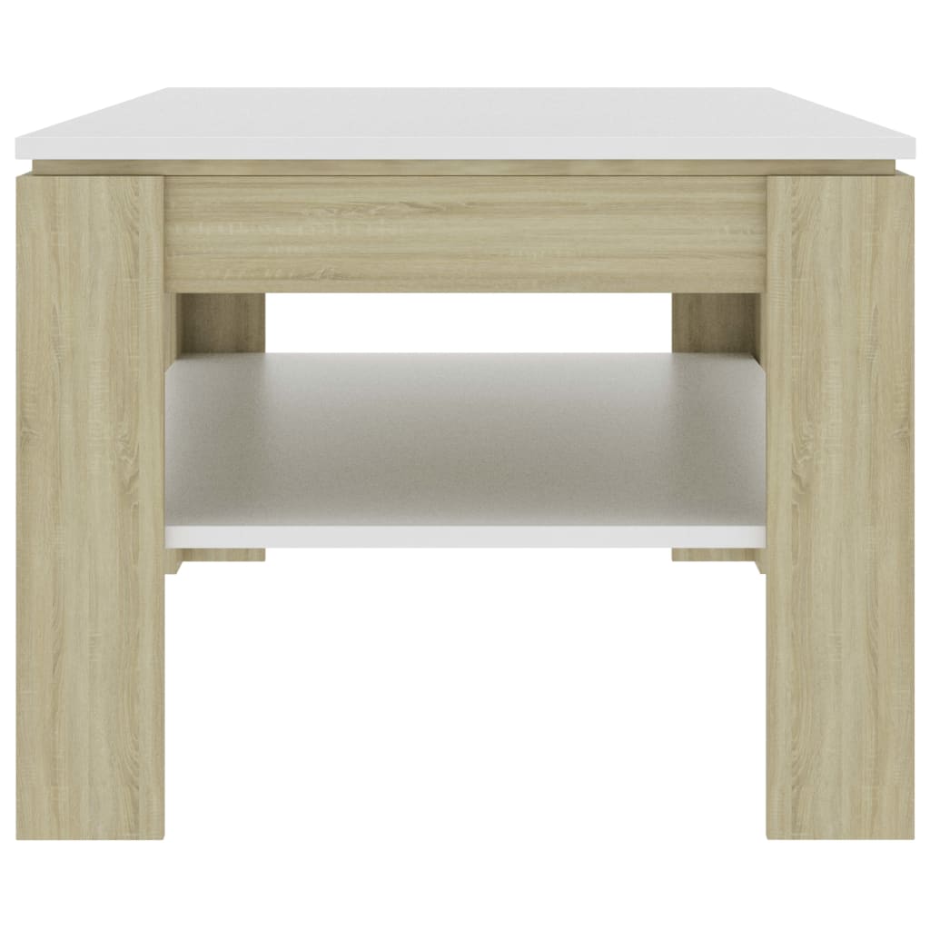 vidaXL Table basse Blanc et chêne sonoma 110x60x47 cm Aggloméré