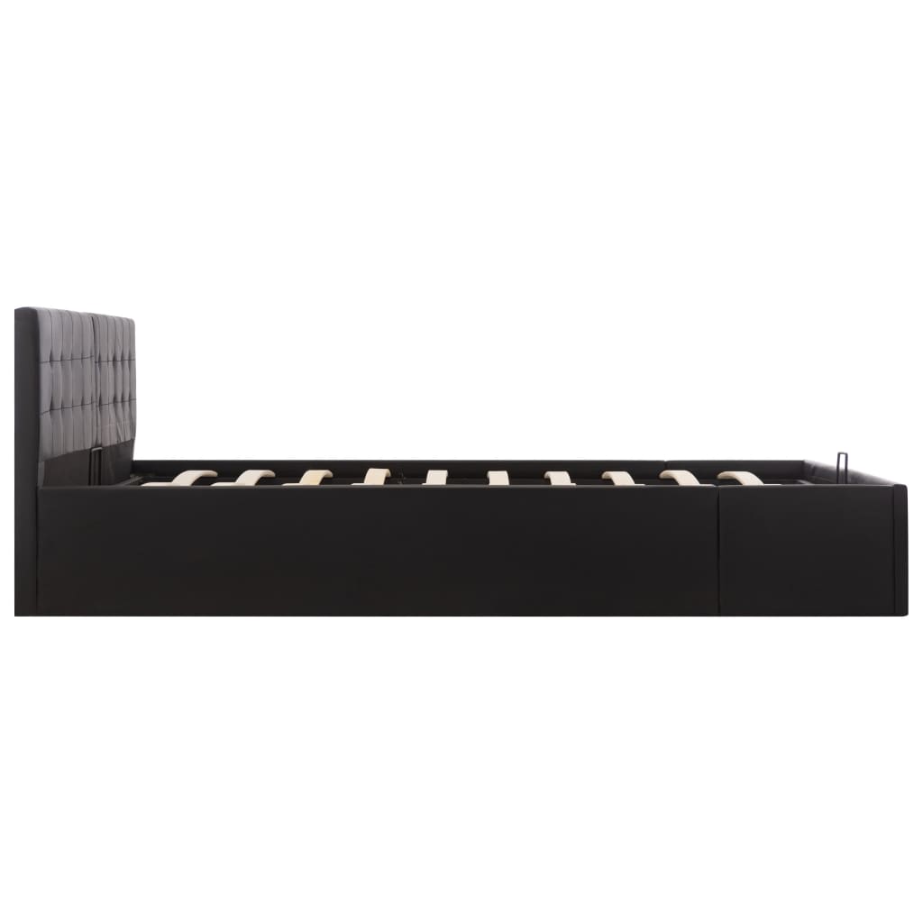 vidaXL Cadre de lit à rangement hydraulique Noir Similicuir 180x200 cm