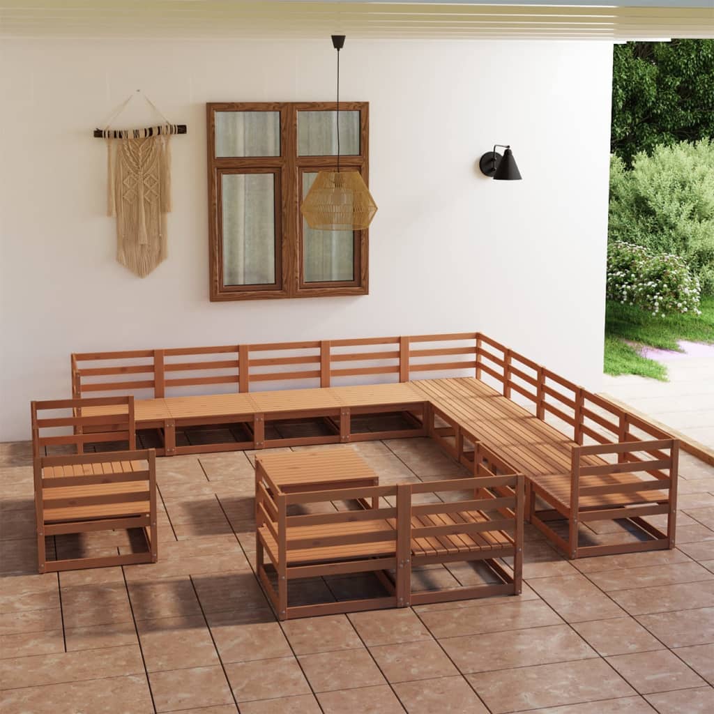 vidaXL Salon de jardin 14 pcs bois de pin massif