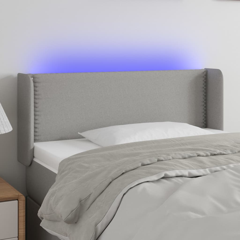 vidaXL Tête de lit à LED Gris clair 103x16x78/88 cm Tissu