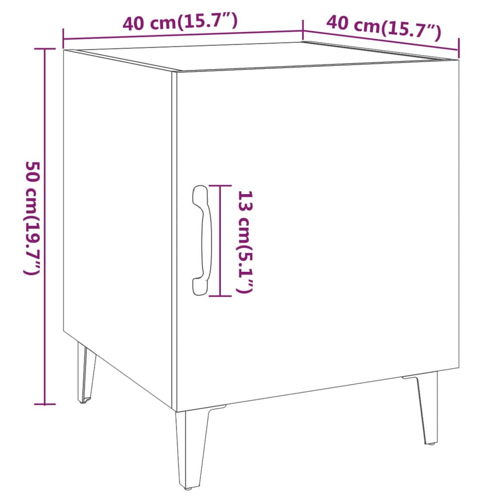 vidaXL Tables de chevet 2 pcs Blanc Bois d'ingénierie