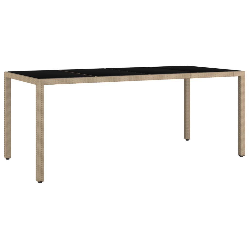 Table Jardin Verre & Résine Tressée - Table Basse Extérieur - Style Moderne - Gris Clair