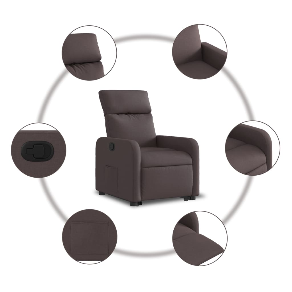 vidaXL Fauteuil inclinable marron foncé tissu