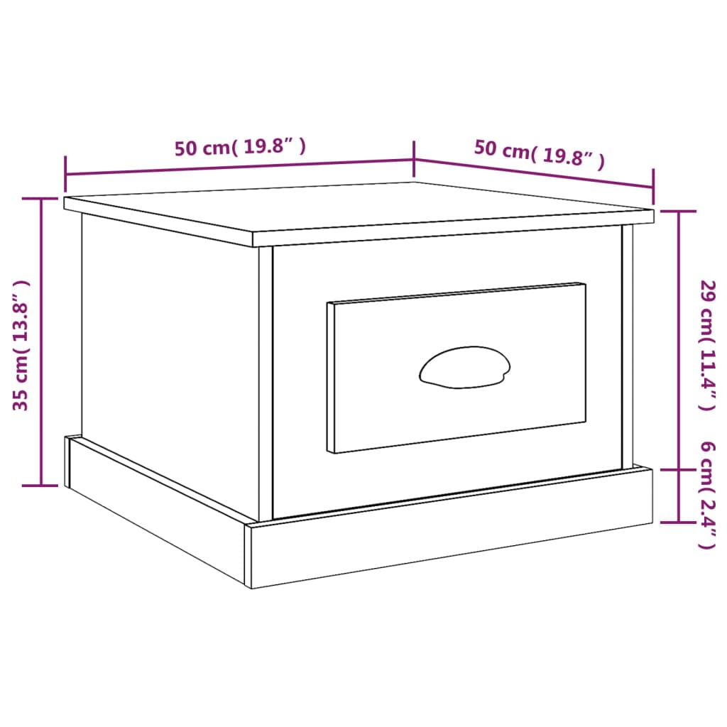 vidaXL Table basse Sonoma gris 50x50x35 cm Bois d'ingénierie